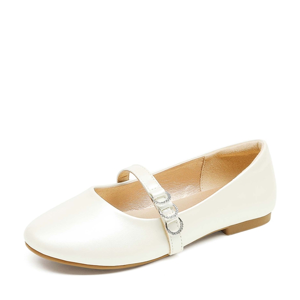 Girls Mary Jane Ballet Flats - WHITE PU -  0
